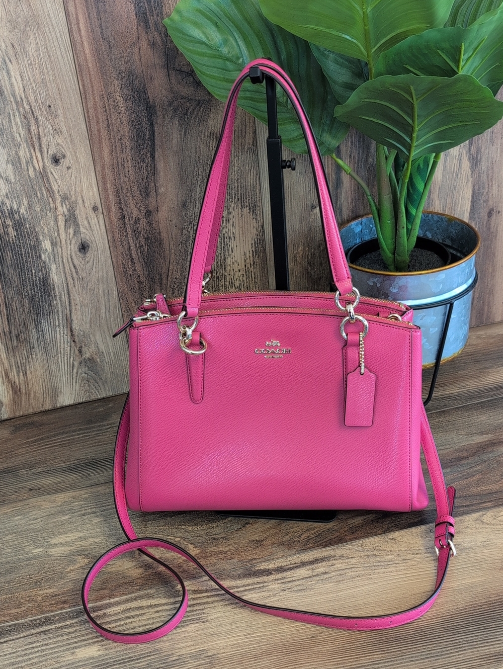 Coach Christie Carry NWT Leather Double-Zip Satchel with Crossbody Strap W356